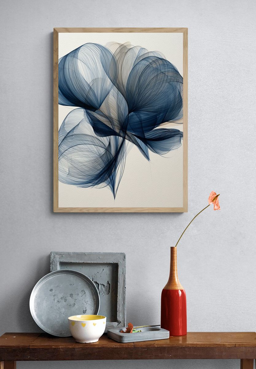 Blue Flow Abstract Poster. — room view 3