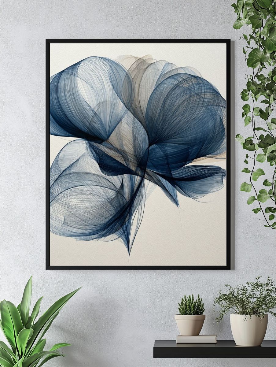Blue Flow Abstract Poster. — room view 4