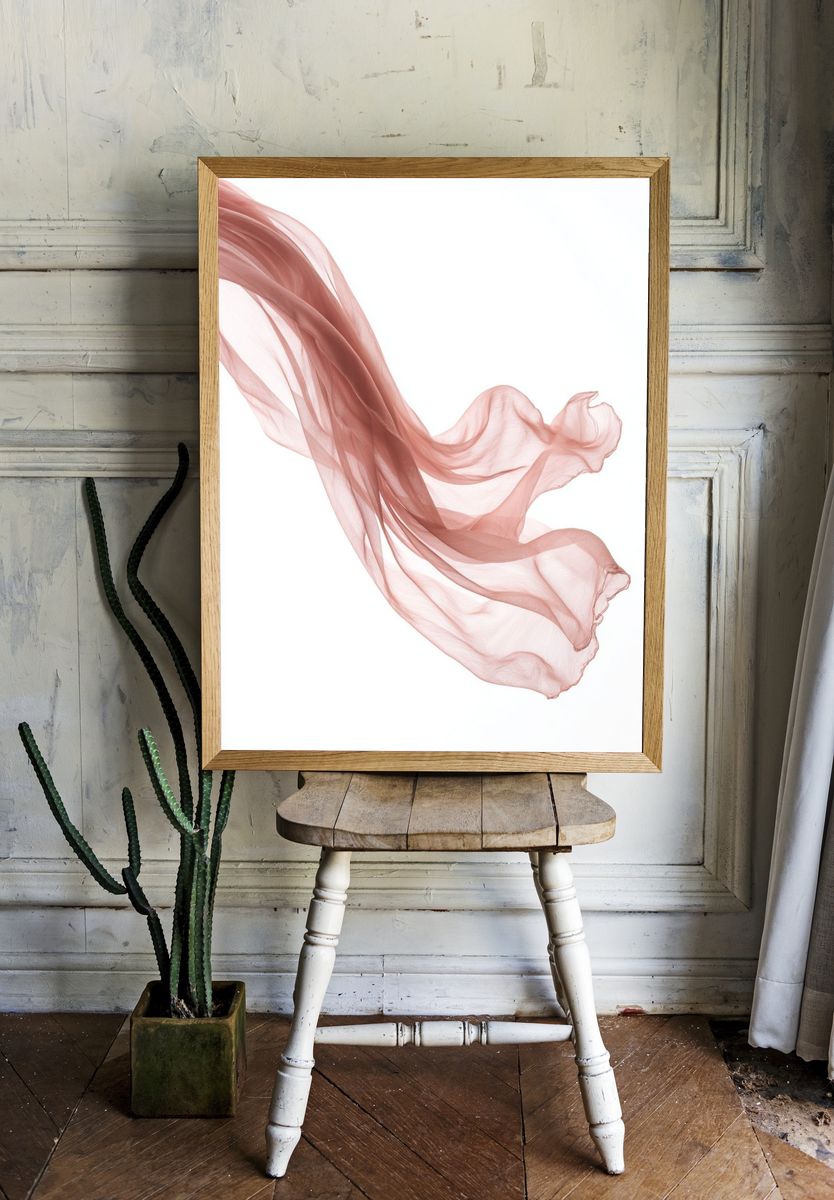 Blush Silk Flow Abstract Print. room preview