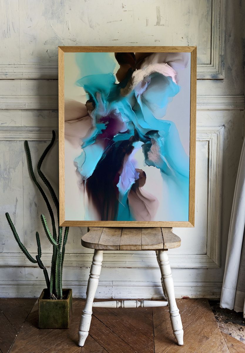 Azure Flow Abstract Poster. — room view 1