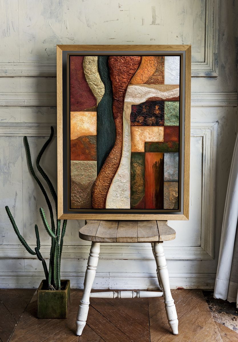 Textured Earth Tones Abstract Poster. room preview