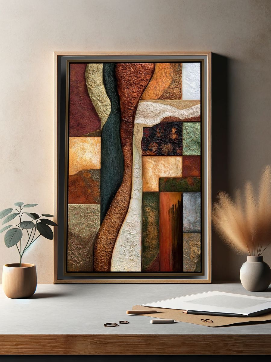 Textured Earth Tones Abstract Poster. — room view 2