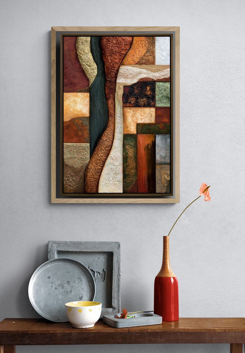 Textured Earth Tones Abstract Poster. — room view 3