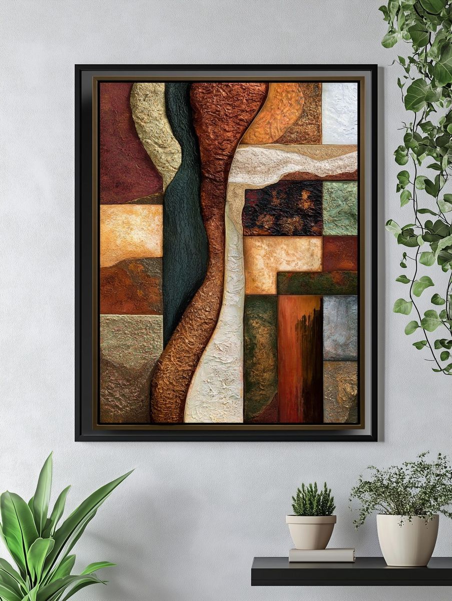 Textured Earth Tones Abstract Poster. — room view 4