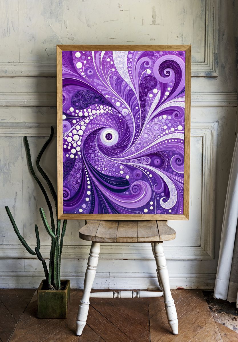 Purple Swirl Abstract Poster. room preview
