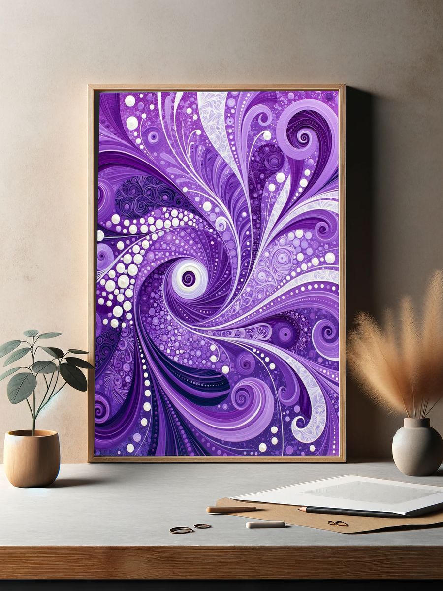Purple Swirl Abstract Poster. — room view 2