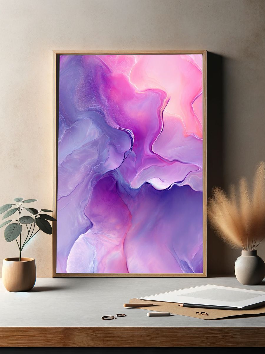 Lavender Pink Fluid Abstract Poster. — room view 2