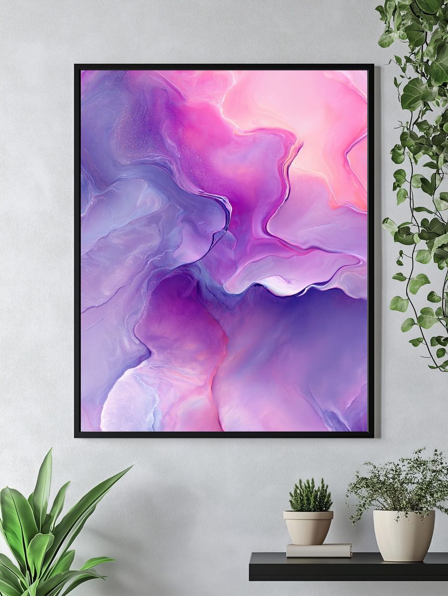 Lavender Pink Fluid Abstract Poster. — room view 4
