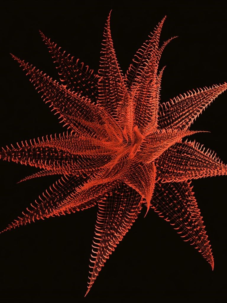 Crimson Starburst Abstract Print. poster — abstract art