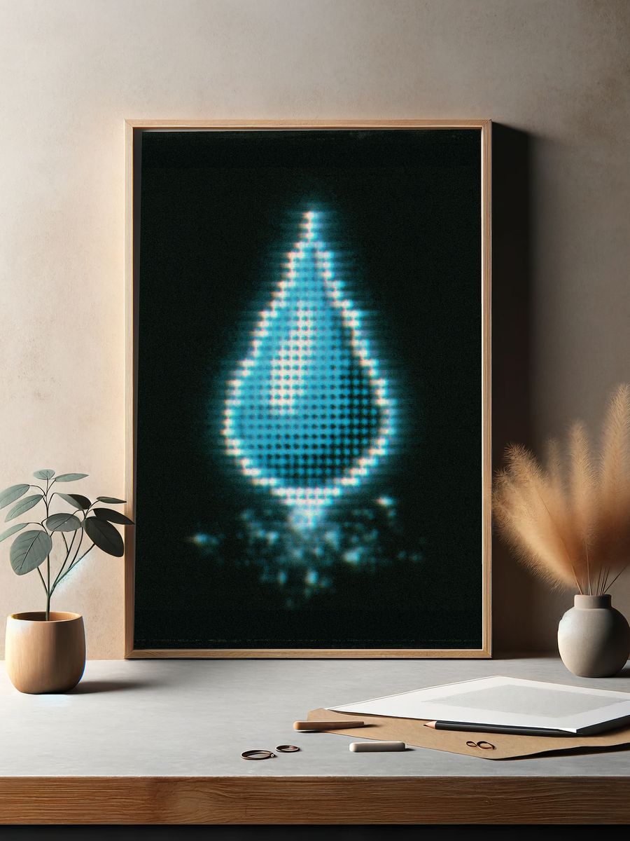 Glowing Teardrop Abstract Poster. — room view 2