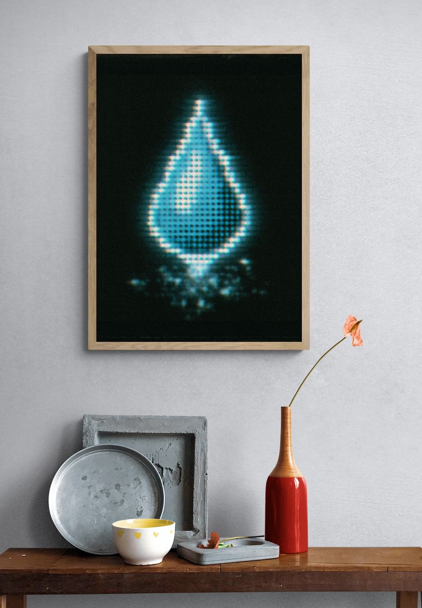 Glowing Teardrop Abstract Poster. — room view 3