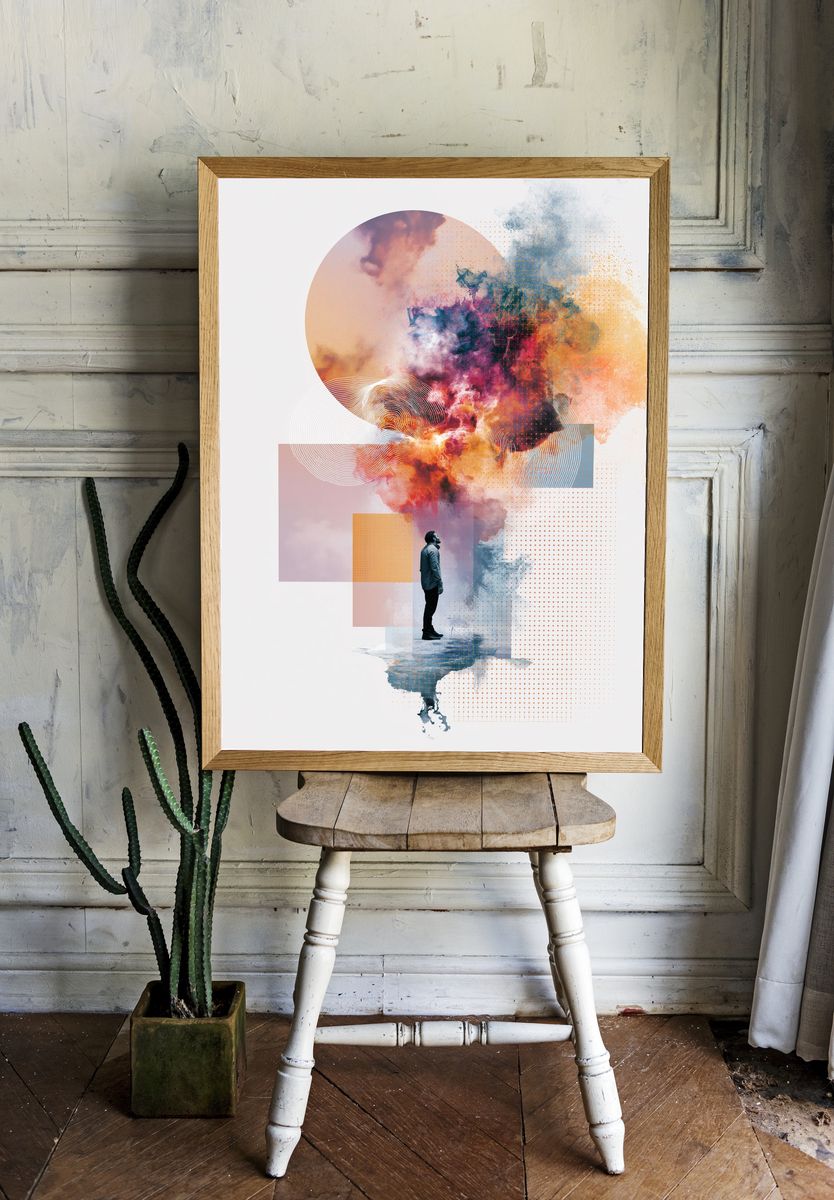 Surreal Figure Abstract Print. — room view 1