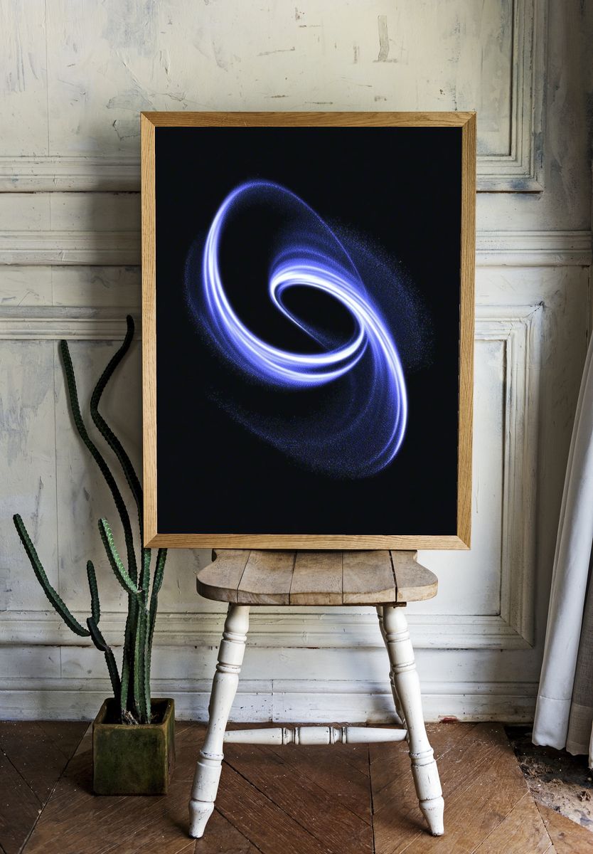 Electric Blue Orbital Abstract Poster. — room view 1