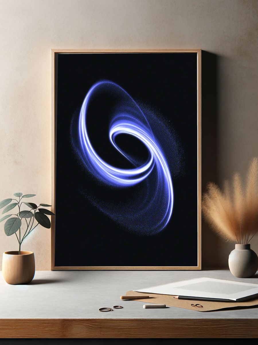 Electric Blue Orbital Abstract Poster. — room view 2