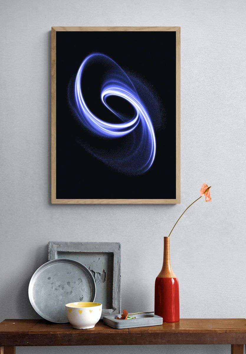 Electric Blue Orbital Abstract Poster. — room view 3
