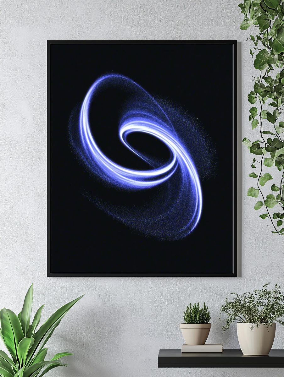Electric Blue Orbital Abstract Poster. — room view 4