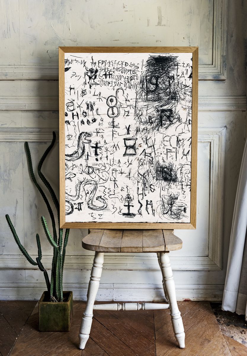 Abstract Scribble Symbols Poster. room preview