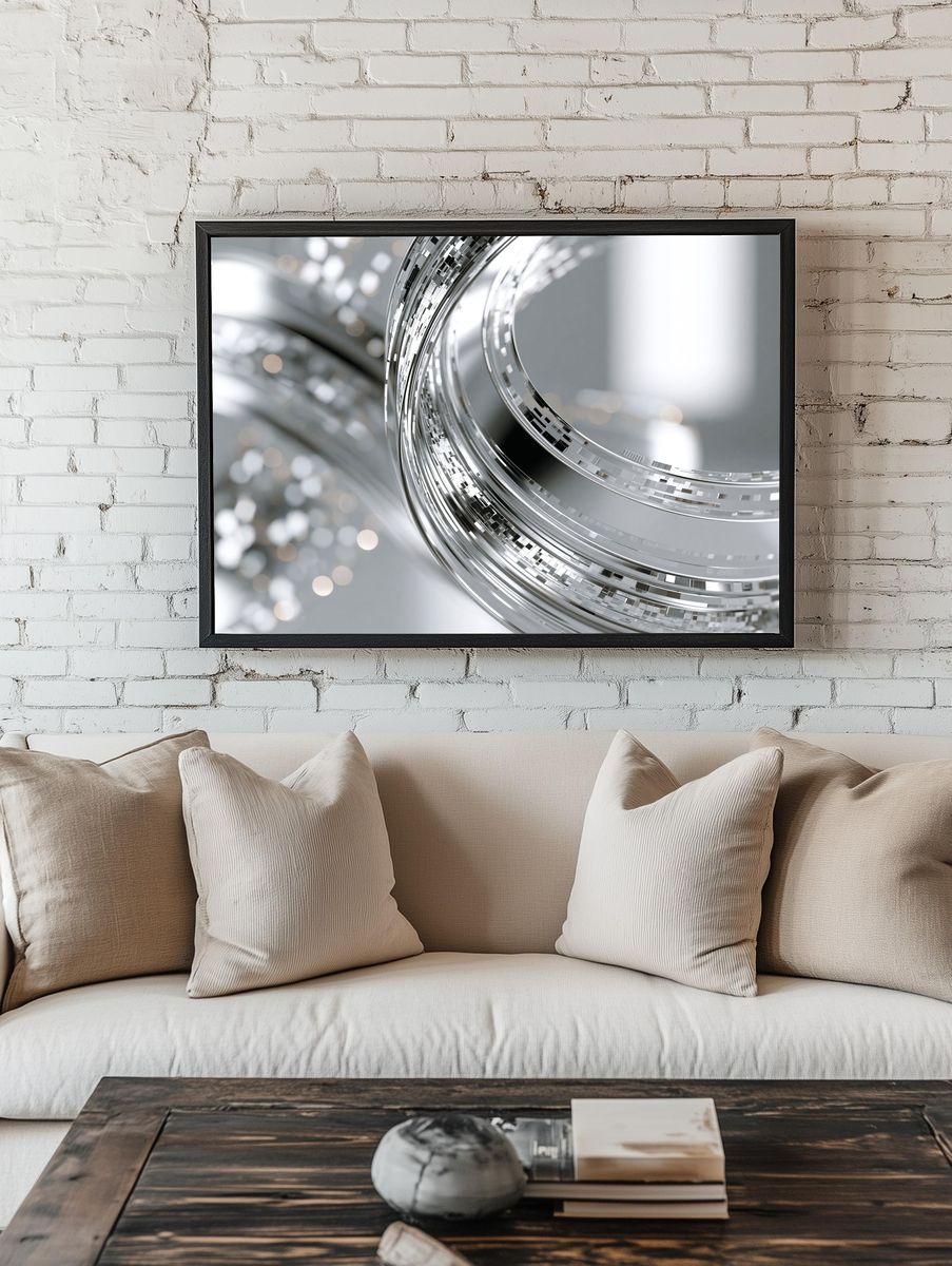 Silver Abstract Rings Poster. room preview