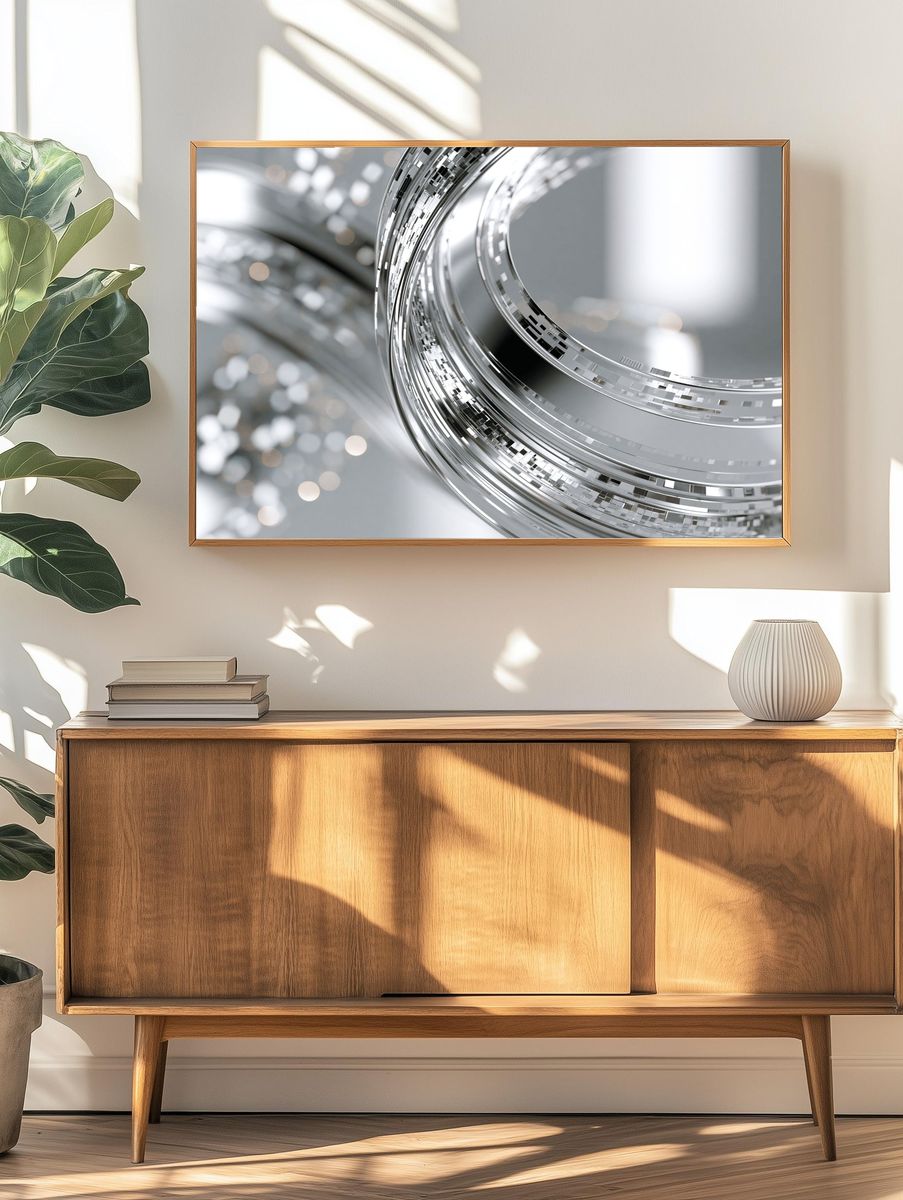 Silver Abstract Rings Poster. — room view 3