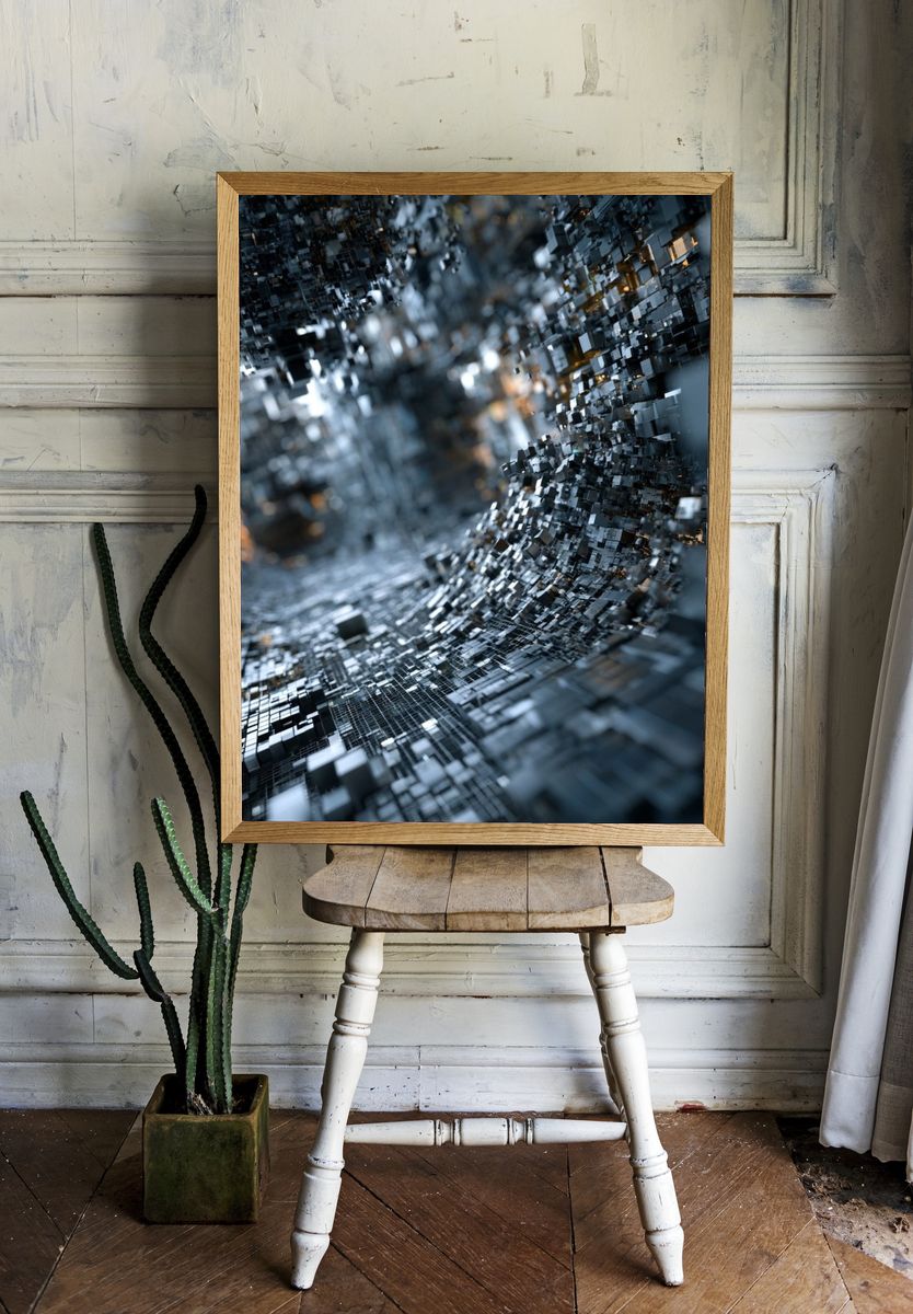 Chromatic Cube Tunnel Abstract Poster. — room view 1