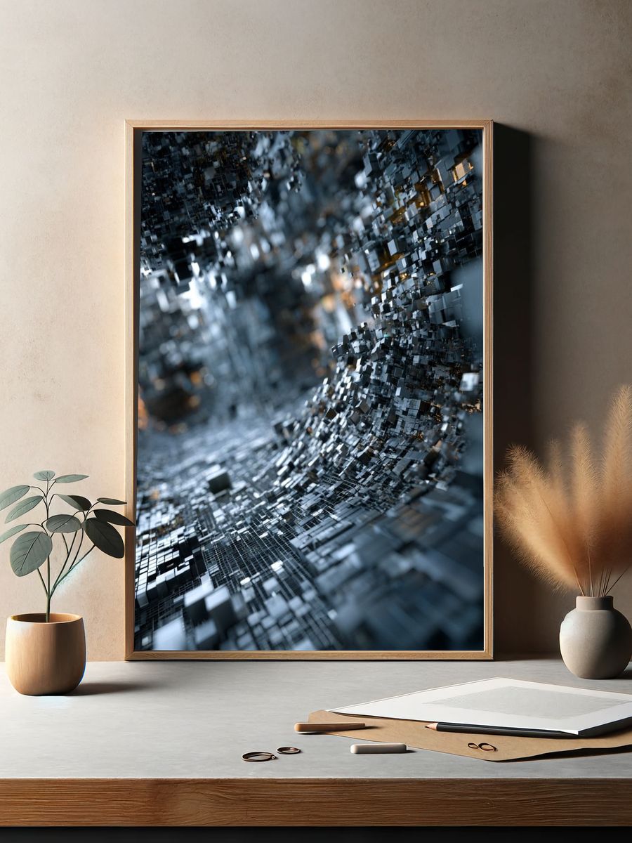Chromatic Cube Tunnel Abstract Poster. — room view 2