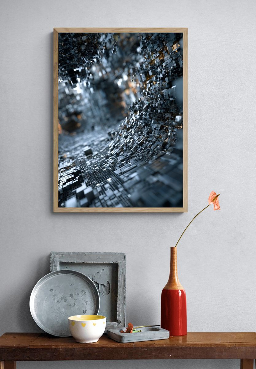 Chromatic Cube Tunnel Abstract Poster. — room view 3