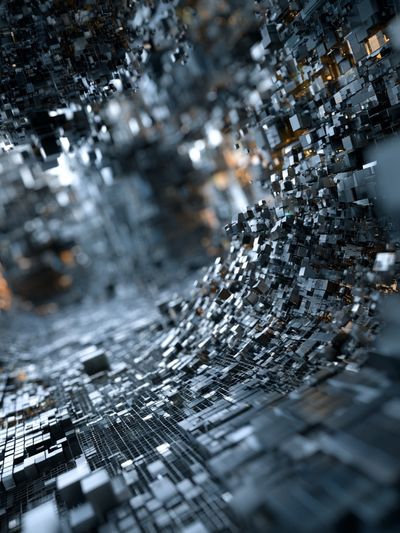 Chromatic Cube Tunnel Abstract Poster. poster
