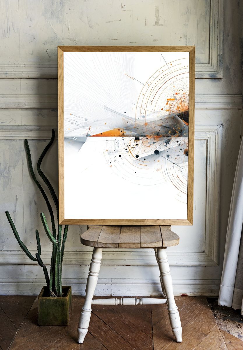Orange Orbit Abstract Poster. room preview