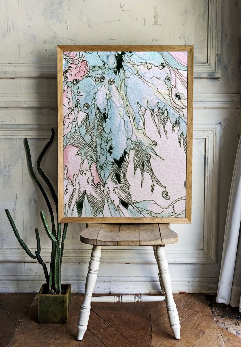 Pastel Dreamscape Abstract Poster. — room view 1