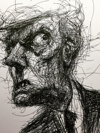 Abstract Scribble Face Print. poster