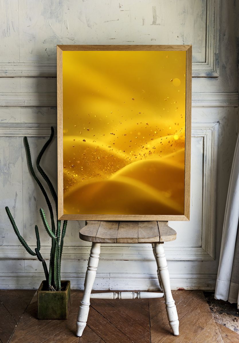Golden Abstract Glow Poster. room preview