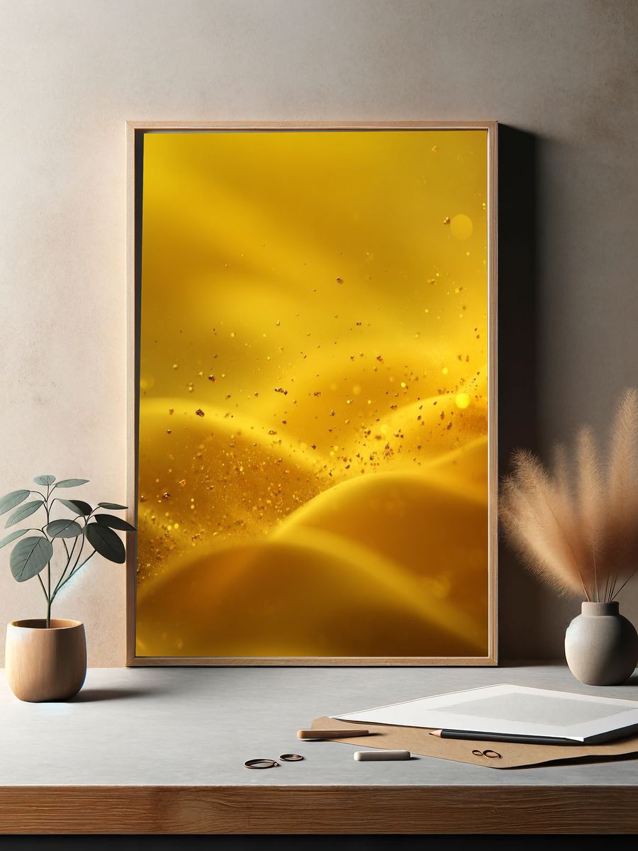 Golden Abstract Glow Poster. — room view 2