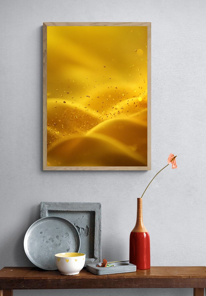 Golden Abstract Glow Poster. — room view 3