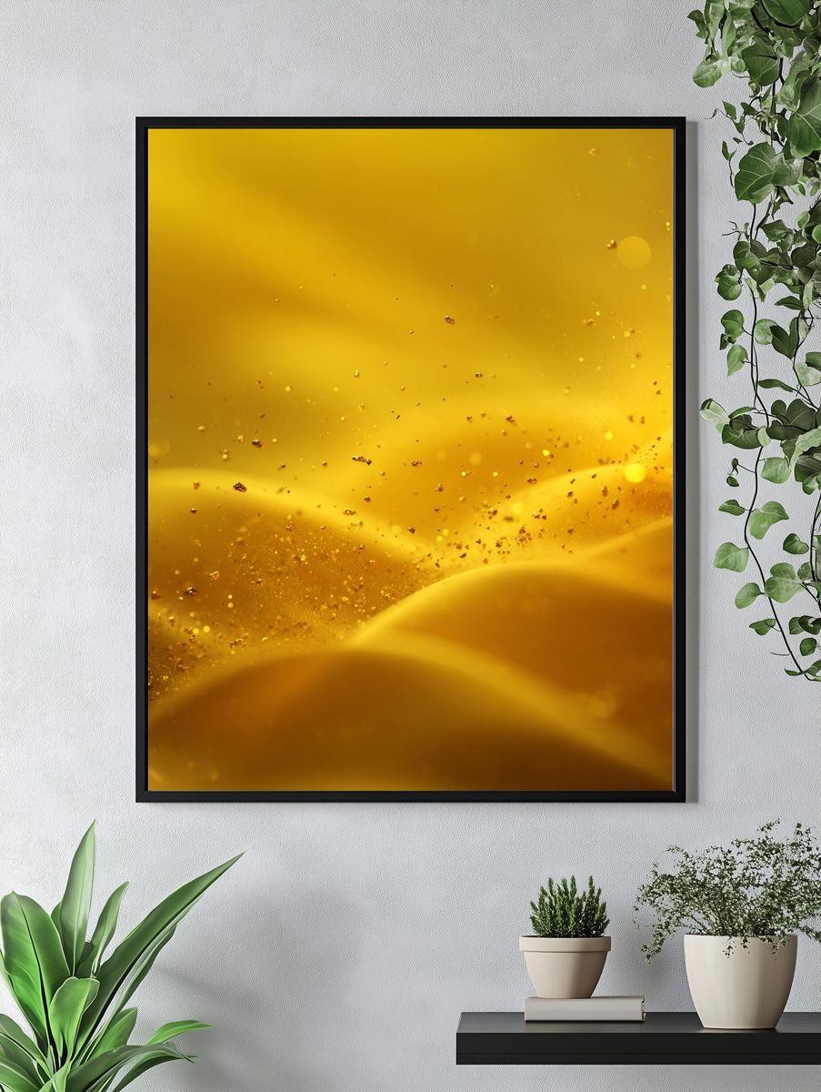 Golden Abstract Glow Poster. — room view 4