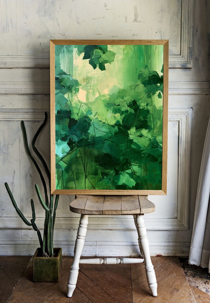 Verdant Canopy Abstract Poster. room preview