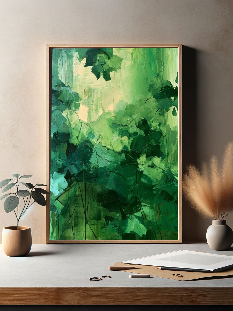 Verdant Canopy Abstract Poster. — room view 2
