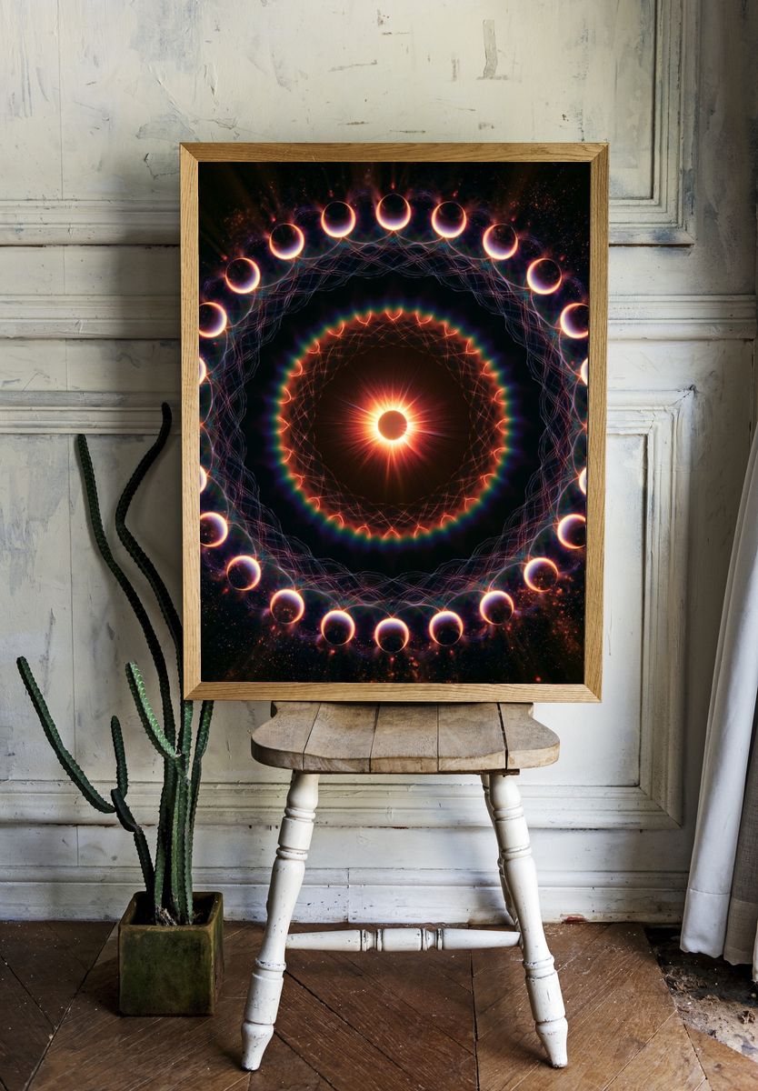 Solar Eclipse Mandala Poster. — room view 1