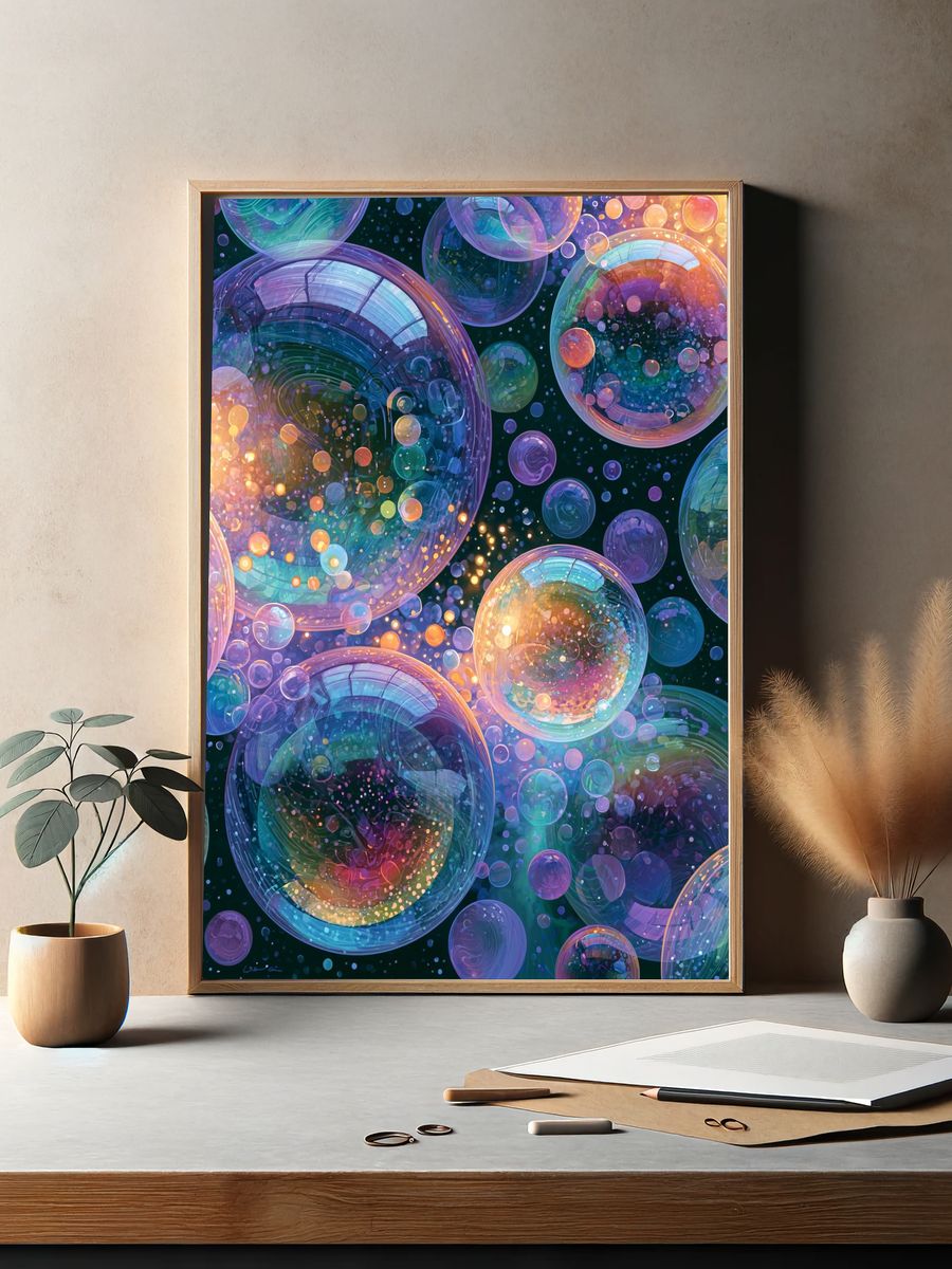 Cosmic Bubbles Abstract Poster. — room view 2