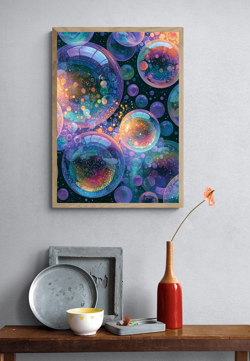 Cosmic Bubbles Abstract Poster. — room view 3