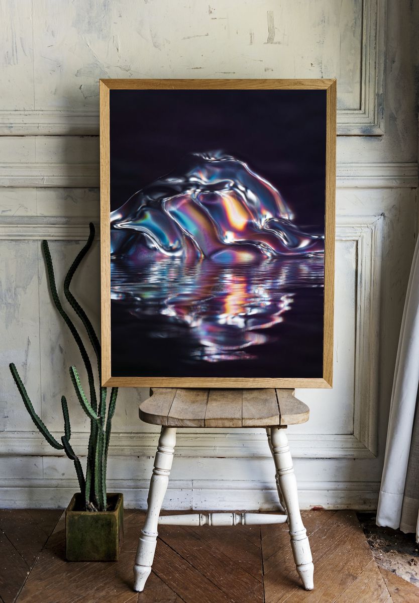 Iridescent Liquid Abstract Poster. — room view 1