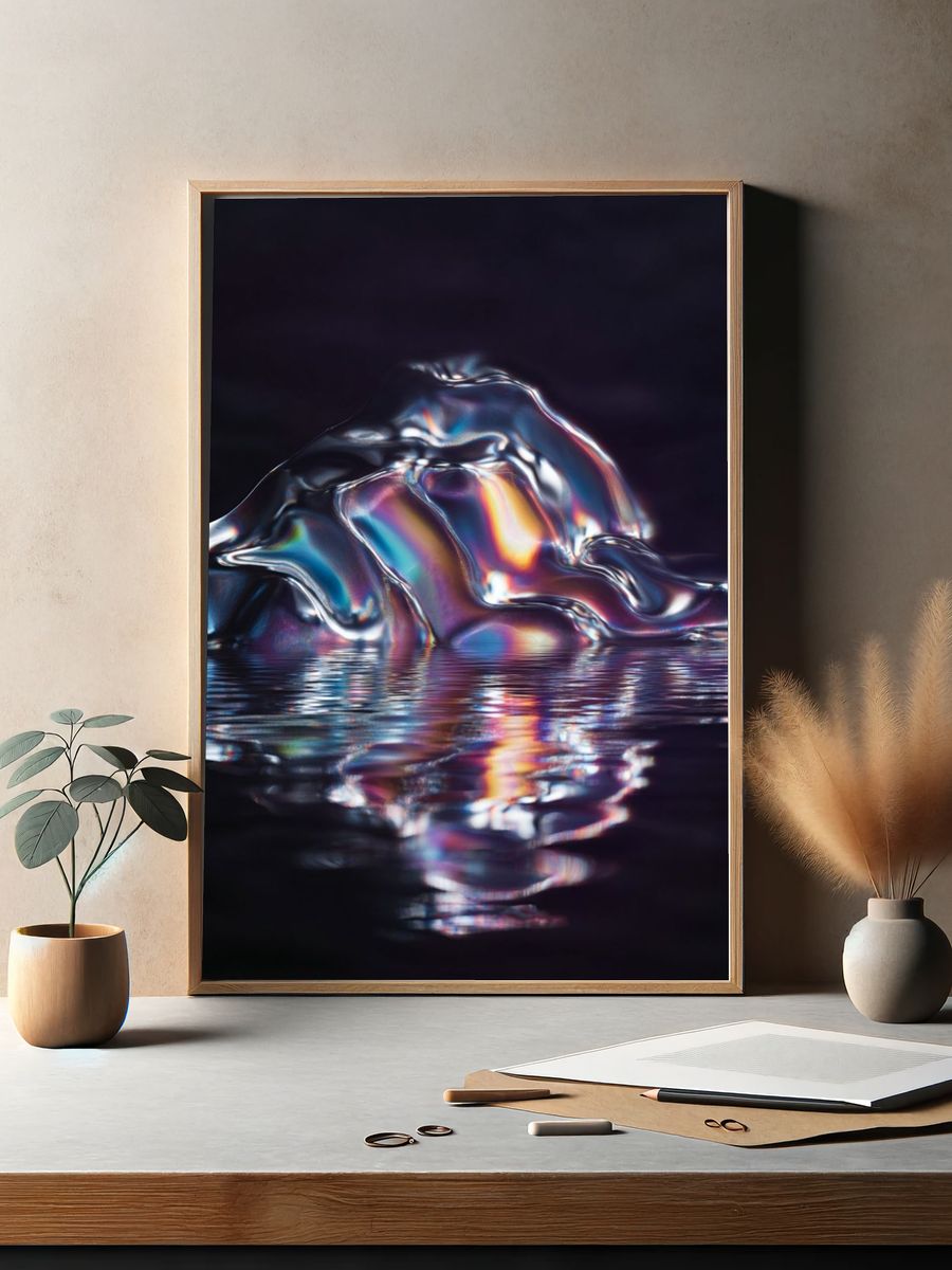 Iridescent Liquid Abstract Poster. — room view 2