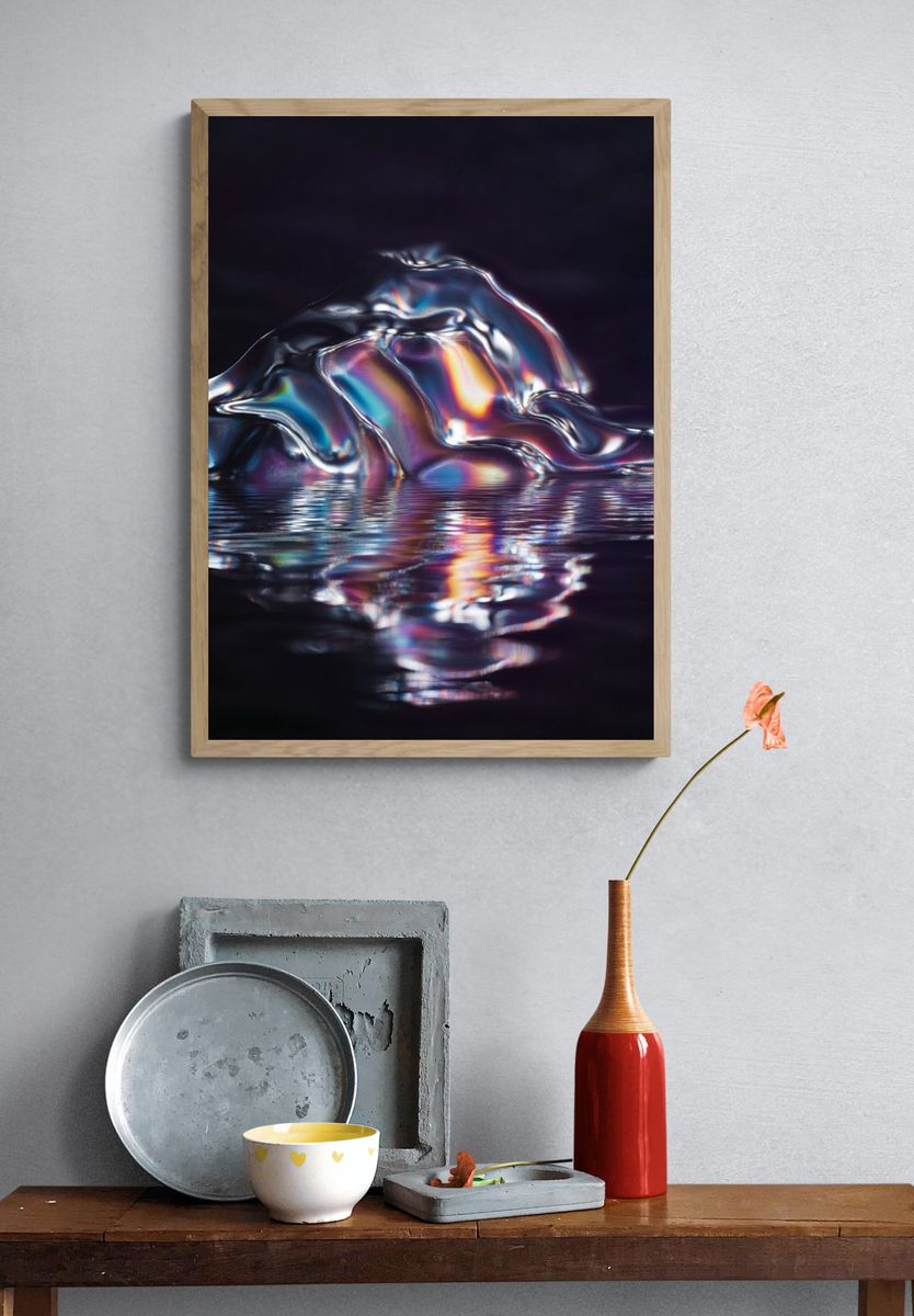 Iridescent Liquid Abstract Poster. — room view 3