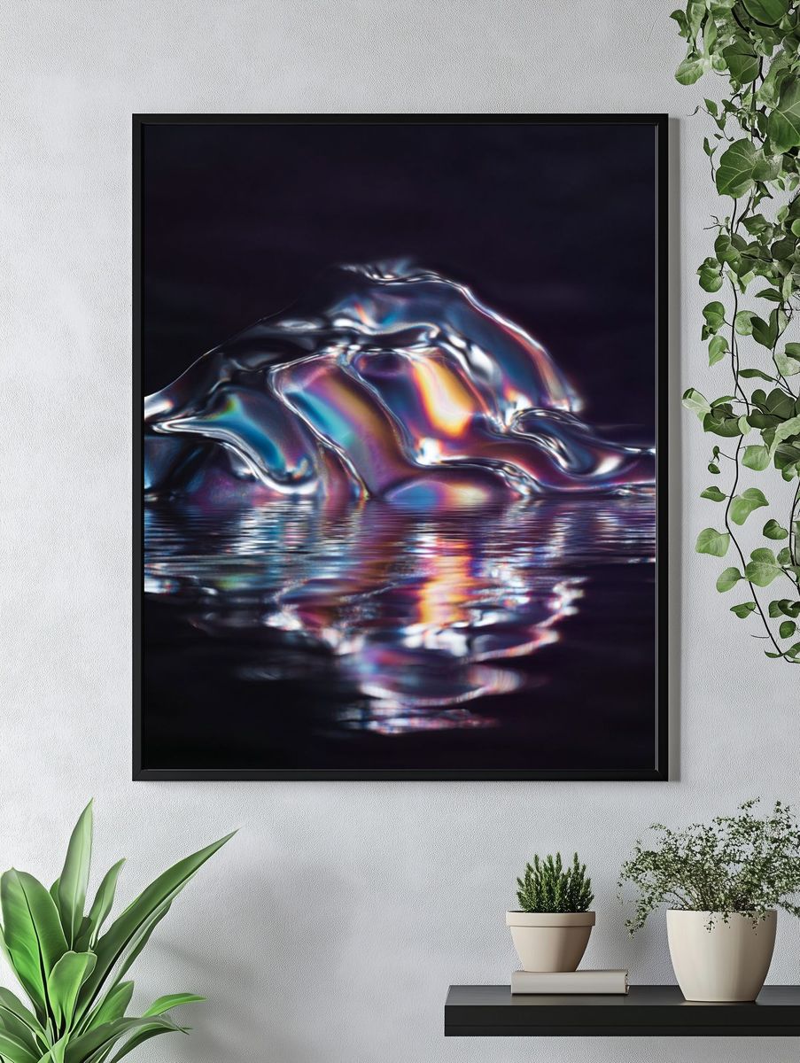 Iridescent Liquid Abstract Poster. — room view 4