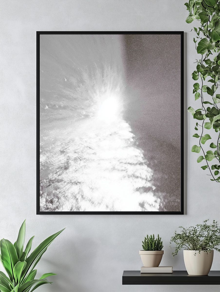 Silver Burst Abstract Print. — room view 4