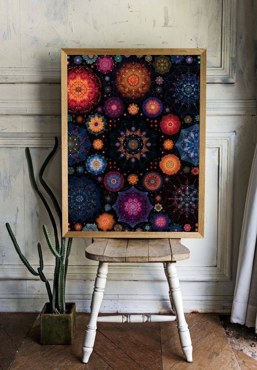 Cosmic Mandala Abstract Poster. room preview