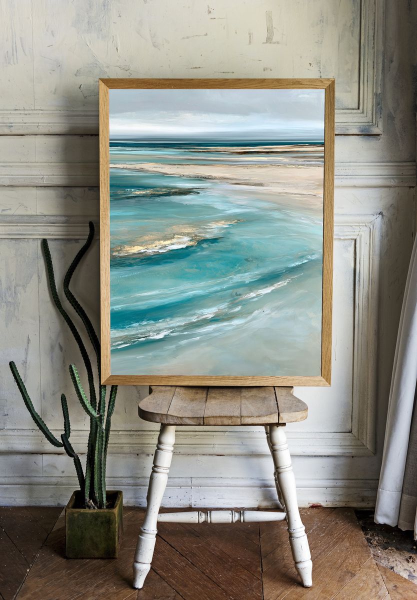 Coastal Horizon Abstract Print. room preview