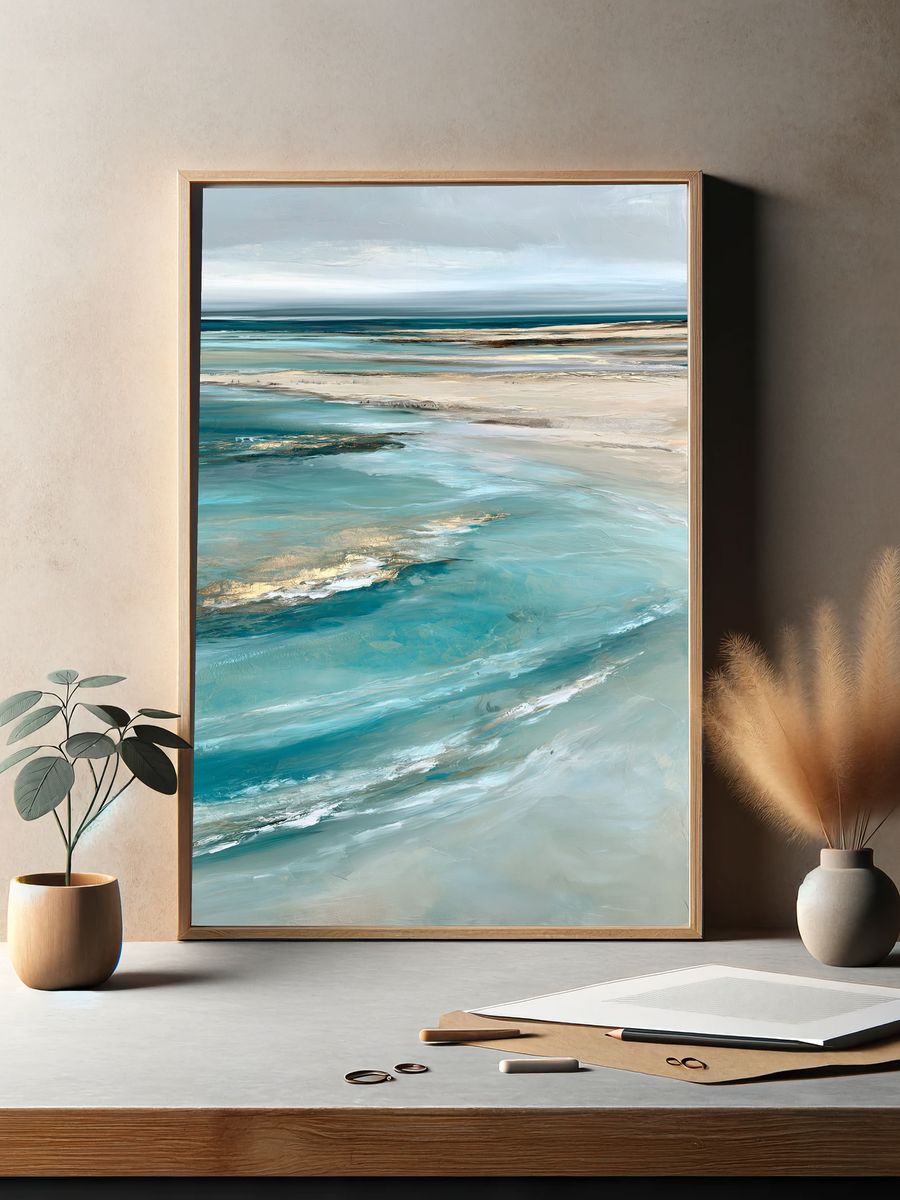 Coastal Horizon Abstract Print. — room view 2