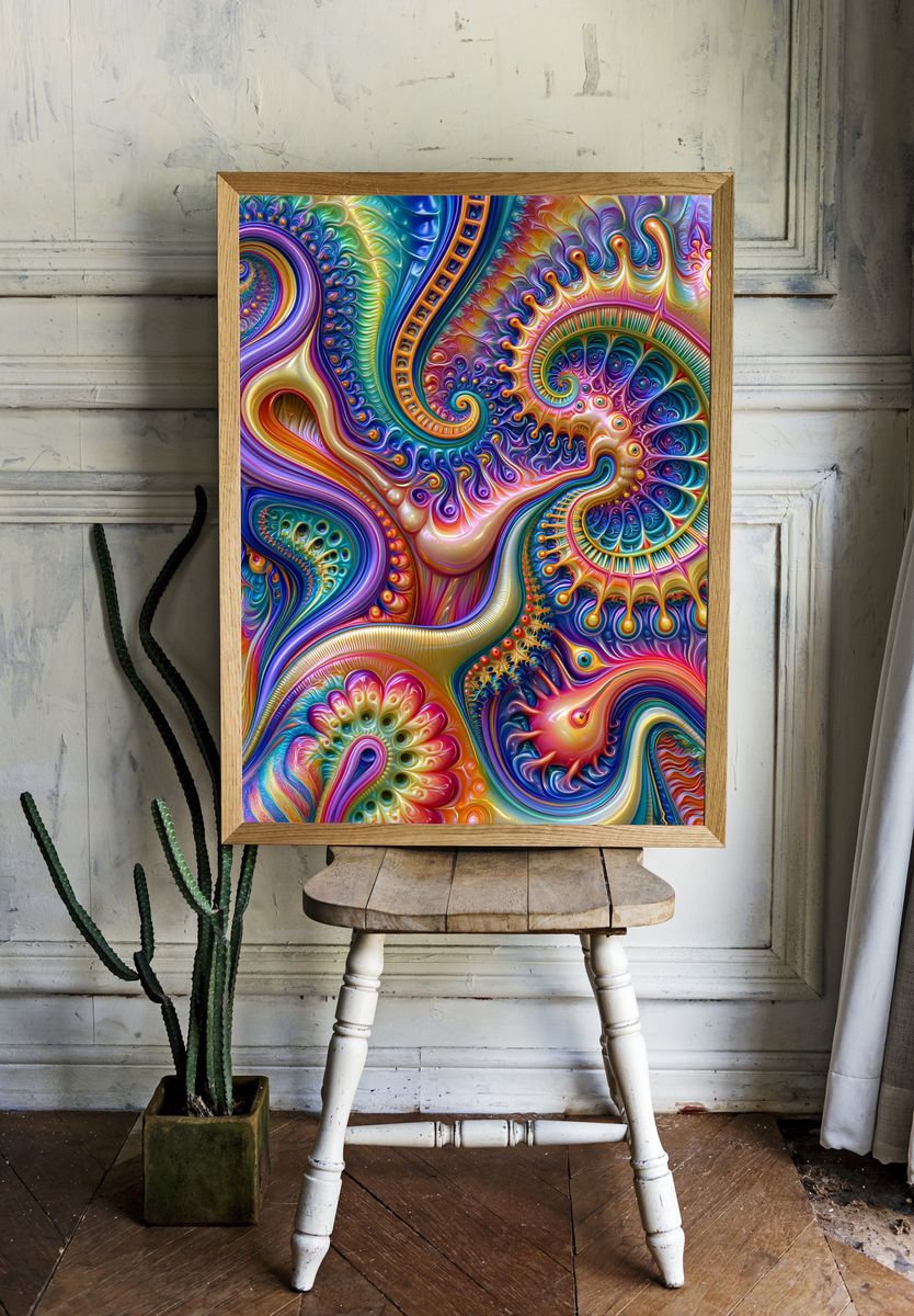 Psychedelic Paisley Abstract Poster. room preview