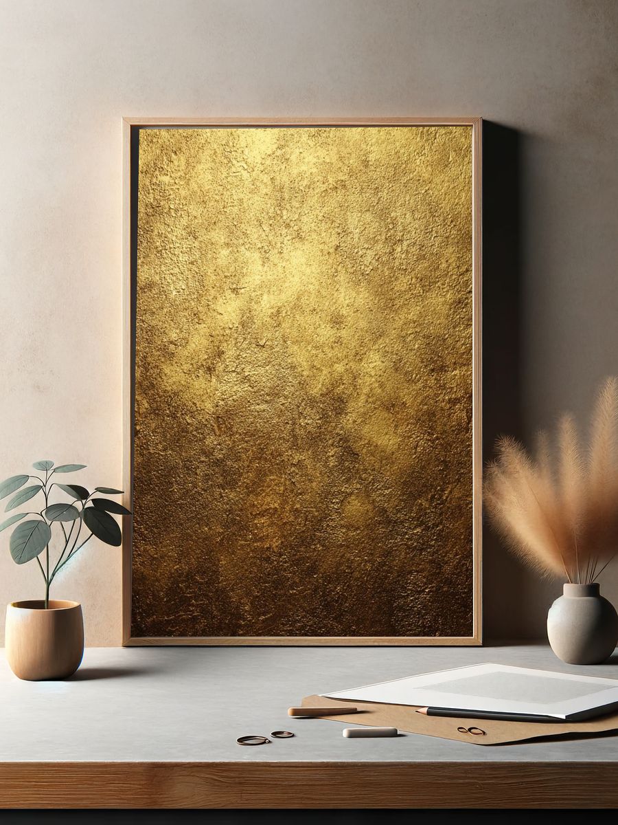 Golden Texture Abstract Poster. — room view 2