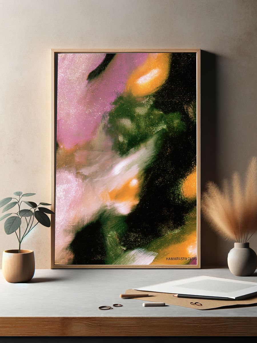 Abstract Floral Glow Poster. — room view 2